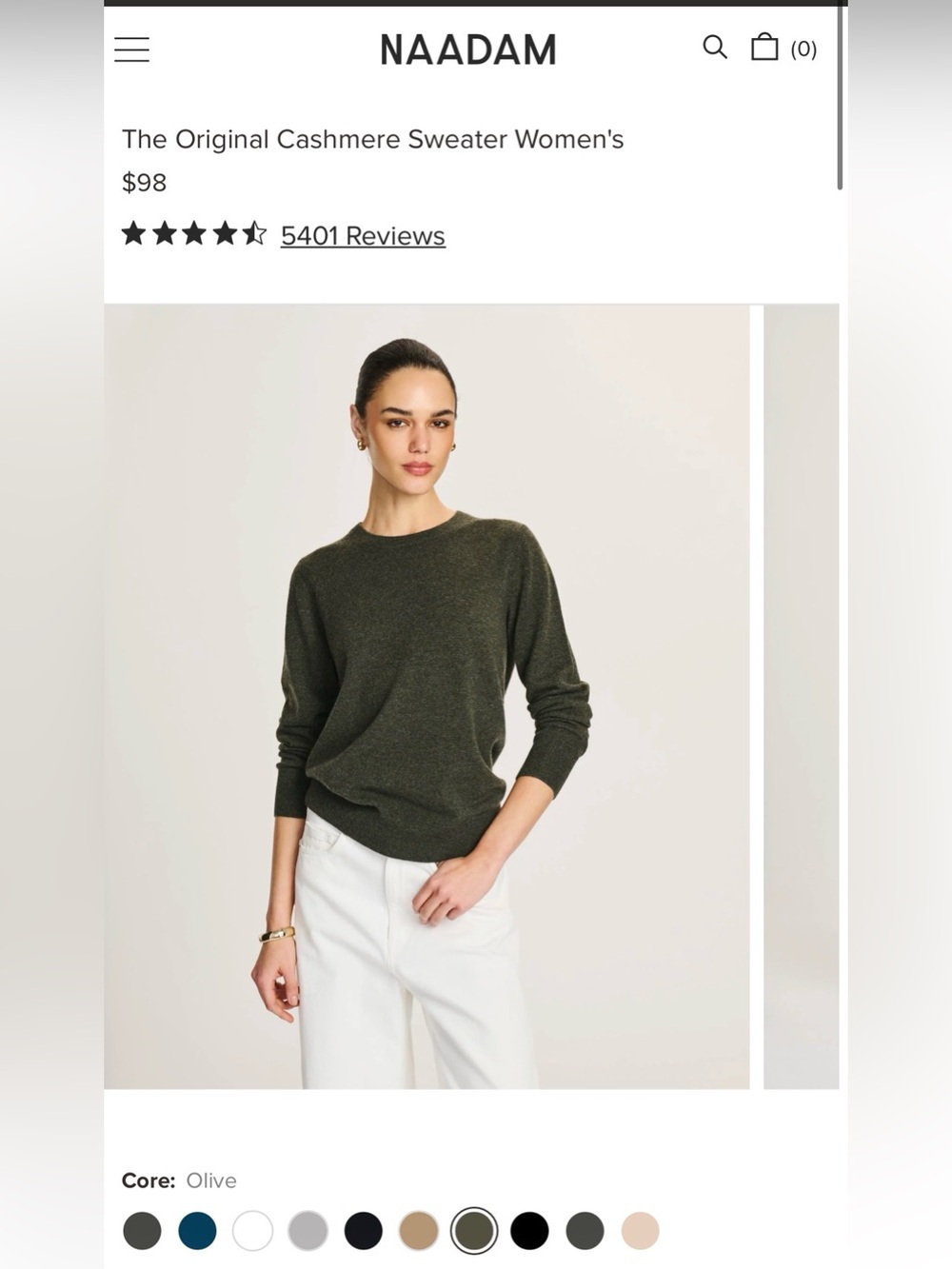 Naadam Olive green Crewneck Cashmere Sweater - Women medium
